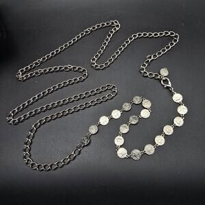 Faux Mercury Dime Belt Silver Tone Vintage Women's Accessories